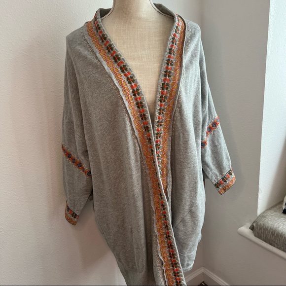 Johnny Was Hira Gray Terry Kimono - XL - Picture 3 of 6